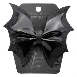 Batwing Black PVC Hair Bow 7 Batwing Black PVC Hair Bow -Kreepsville Clothing Store HBBWBP 3