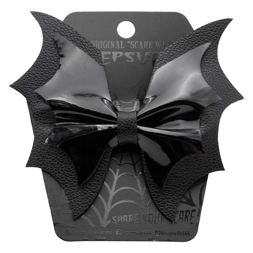 Batwing Black PVC Hair Bow 5 Batwing Black PVC Hair Bow - Image 3