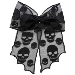 Skull Lace Hair Bow