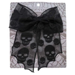 Skull Lace Hair Bow -Kreepsville Clothing Store HBSLB 3