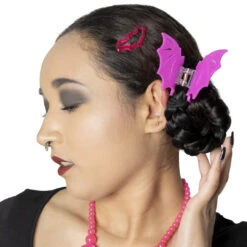 Bat Hair Claw Clip Pink 12 Bat Hair Claw Clip Pink -Kreepsville Clothing Store HCCBP 5