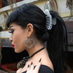 Skeleton Ribcage Hair Claw Clip Glow In The Dark -Kreepsville Clothing Store HCCSRG 6