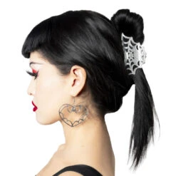 Spiderweb Hair Claw Clip Silver -Kreepsville Clothing Store HCCSWS 4