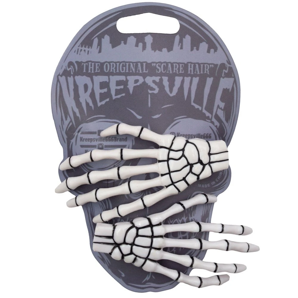 Skeleton Bone Hand Hairslides White 4 Skeleton Bone Hand Hairslides White - Image 2