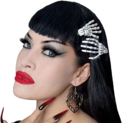 Skeleton Bone Hand Hairslides White 9 Skeleton Bone Hand Hairslides White -Kreepsville Clothing Store HSBHW 3