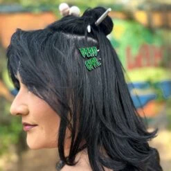 Dead Girl Text Hair Slides -Kreepsville Clothing Store HSTDG 4