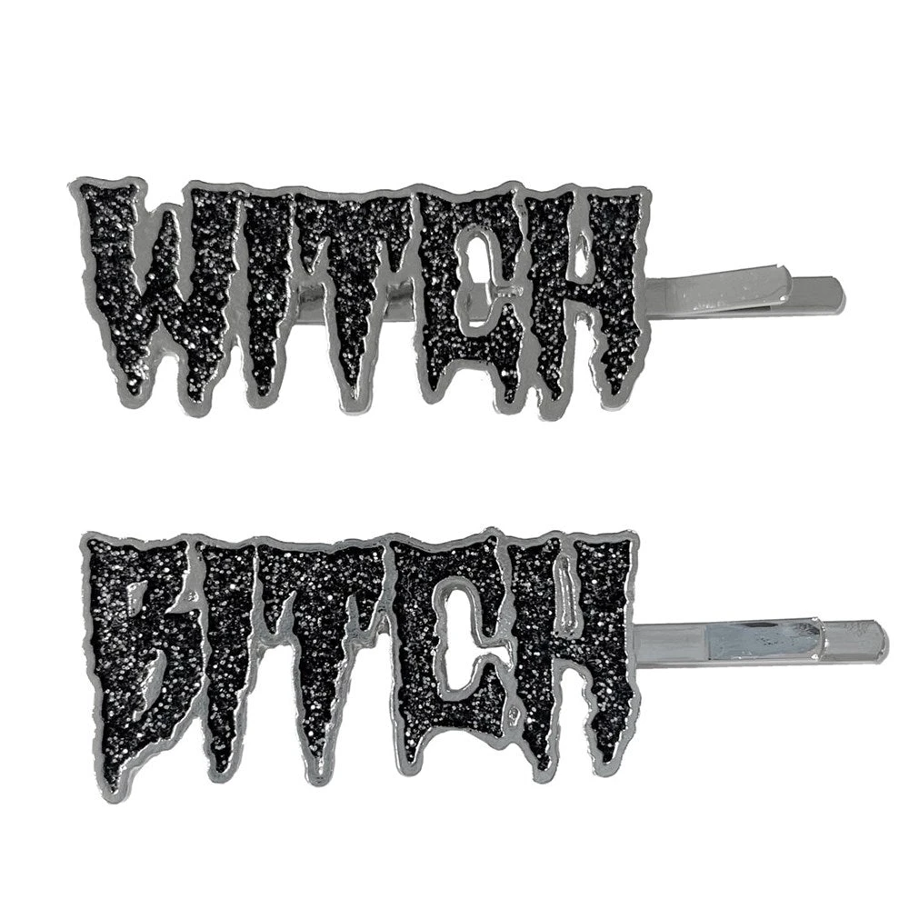 Witch Bitch Text Hair Slides 3 Witch Bitch Text Hair Slides