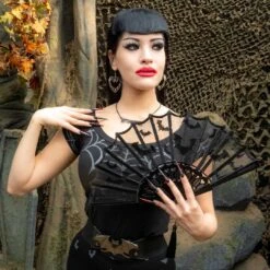 Bat Lace Hand Fan 10 Bat Lace Hand Fan -Kreepsville Clothing Store HWFBL 4