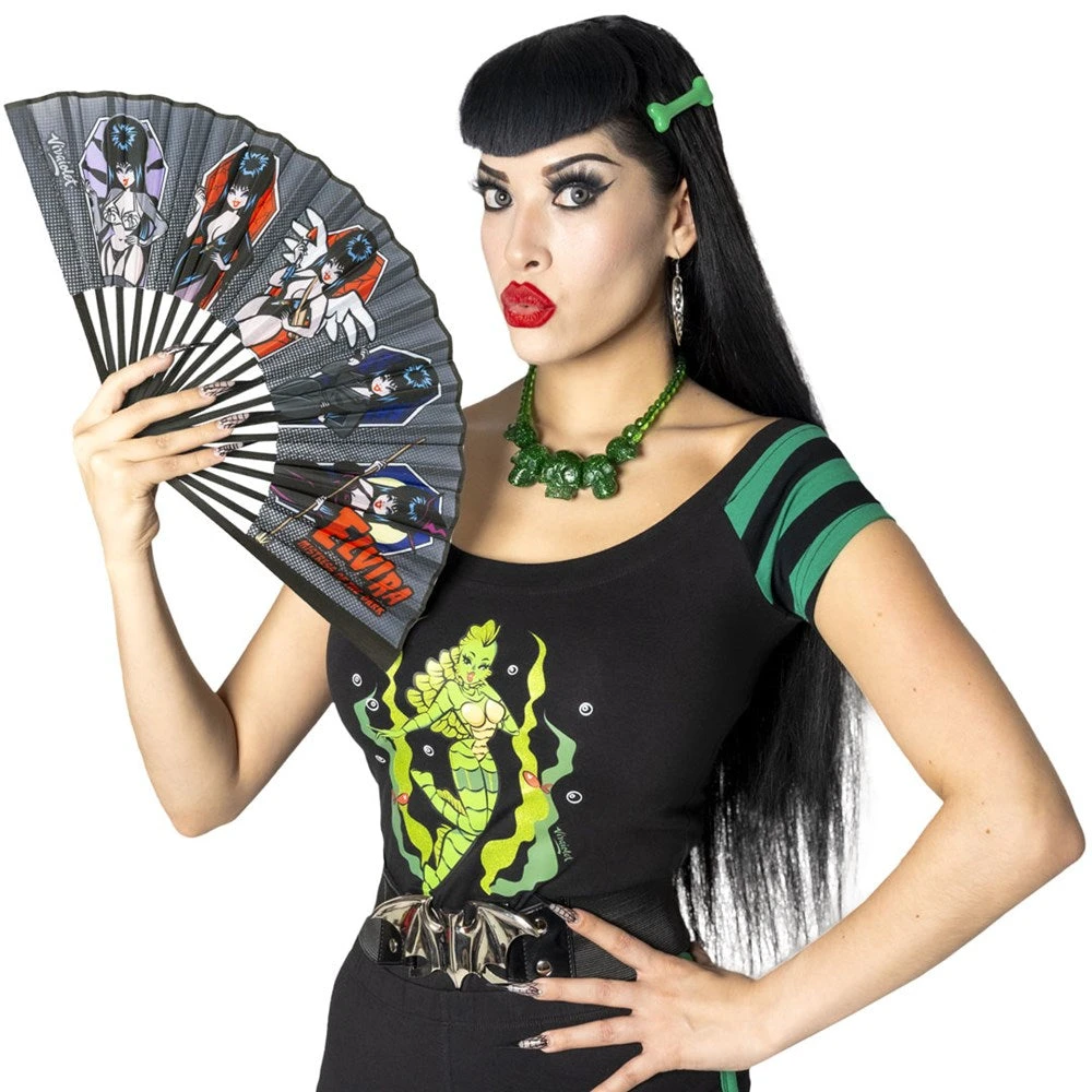 Elvira Comic Coffin Fabric Fan 4 Elvira Comic Coffin Fabric Fan - Image 2