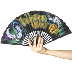 Elvira Halloween Queen Fabric Fan 9 Elvira Halloween Queen Fabric Fan -Kreepsville Clothing Store HWFEHQ 3