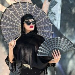 Spiderweb Scallop Fan Black -Kreepsville Clothing Store HWFEWB 4
