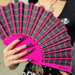 Spiderweb Scallop Fan Pink -Kreepsville Clothing Store HWFEWP 5