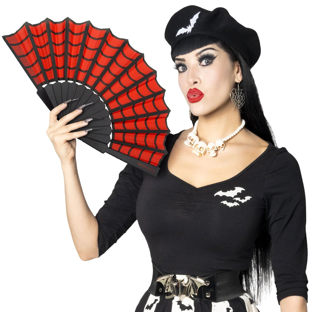 Spiderweb Scallop Fan Red 4 Spiderweb Scallop Fan Red - Image 2