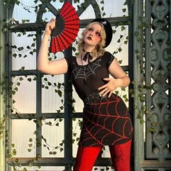 Spiderweb Scallop Fan Red 10 Spiderweb Scallop Fan Red -Kreepsville Clothing Store HWFEWR 4