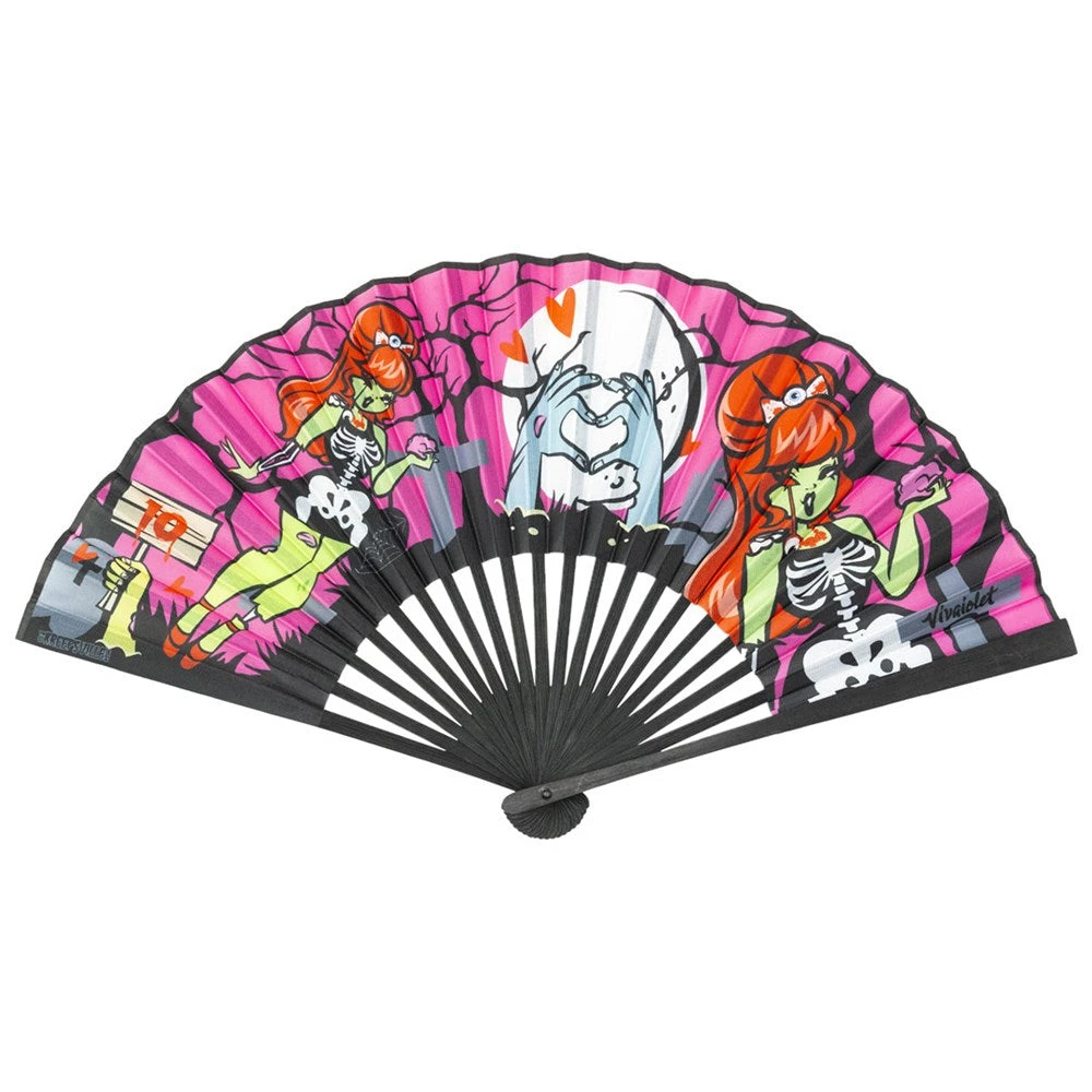 Zombie Girl Pink Fabric Fan 3 Zombie Girl Pink Fabric Fan