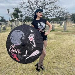 Elvira Bewitched Fabric Parasol 9 Elvira Bewitched Fabric Parasol -Kreepsville Clothing Store HWPEBW 4