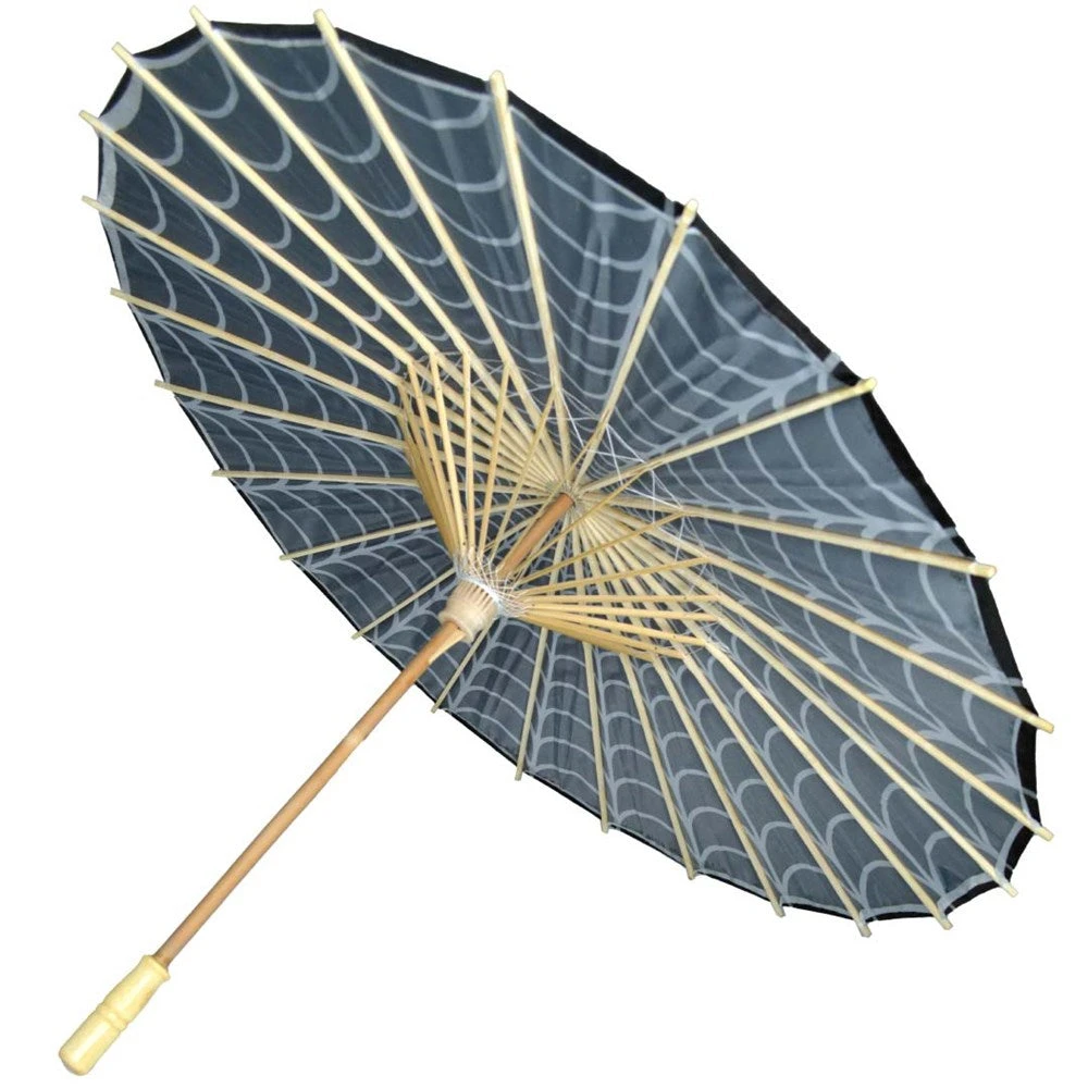 Spiderweb Grey And Black Fabric Parasol 4 Spiderweb Grey And Black Fabric Parasol - Image 2