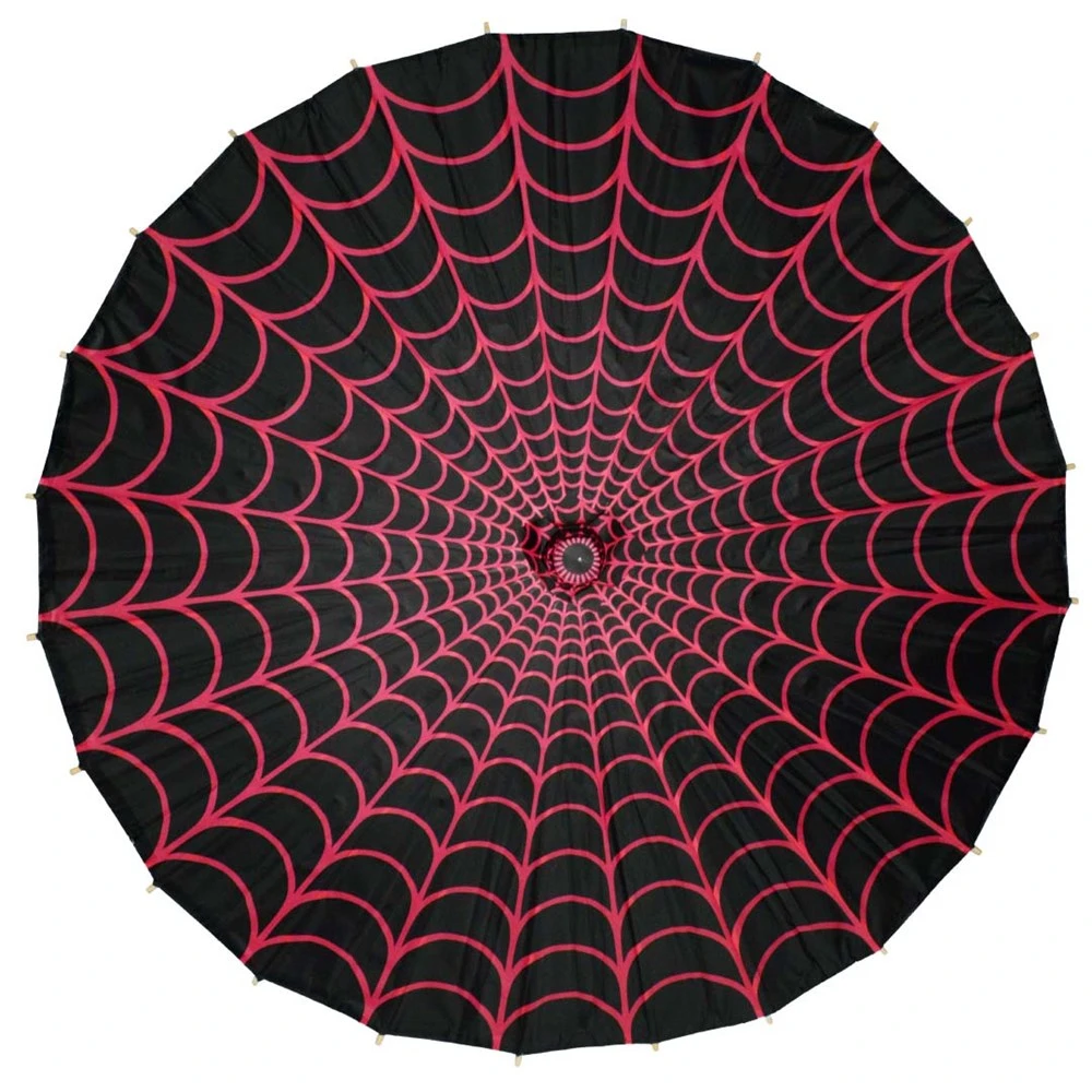 Spiderweb Pink And Black Fabric Parasol 3 Spiderweb Pink And Black Fabric Parasol