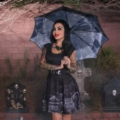 Skull Handle Cemetery Umbrella -Kreepsville Clothing Store HWSHUC 5