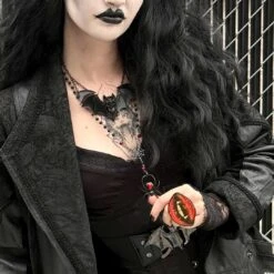 Black Widow Spider Rosary Charm Necklace -Kreepsville Clothing Store JNBWS 6