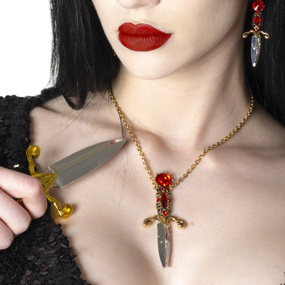 Elvira Dagger Necklace Red 6 Elvira Dagger Necklace Red - Image 4