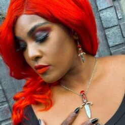 Elvira Dagger Necklace Red 11 Elvira Dagger Necklace Red -Kreepsville Clothing Store JNEDR 5