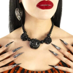 Jack O Lantern Pumpkin Necklace Black -Kreepsville Clothing Store JNJOLB 3