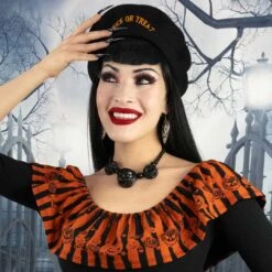 Jack O Lantern Pumpkin Necklace Black -Kreepsville Clothing Store JNJOLB 4