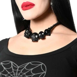 Skull Collection Necklace Black -Kreepsville Clothing Store JNSCB 3
