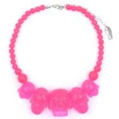Skull Collection Necklace Pink Glitter