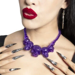 Skull Collection Necklace Purple Glitter -Kreepsville Clothing Store JNSCPRG 3