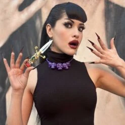 Skull Collection Necklace Purple Glitter -Kreepsville Clothing Store JNSCPRG 4