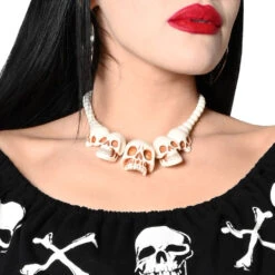 Skull Collection Necklace White -Kreepsville Clothing Store JNSCW 3