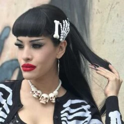 Skull Collection Necklace White -Kreepsville Clothing Store JNSCW 5