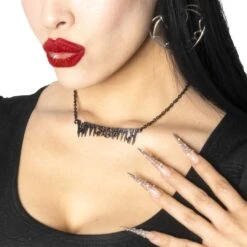 Witch Bitch Text Necklace -Kreepsville Clothing Store JNTWB 4