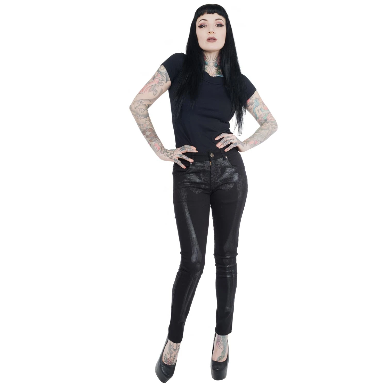 Skeleton Skinny Jeans Black Bone 5 Skeleton Skinny Jeans Black Bone - Image 4