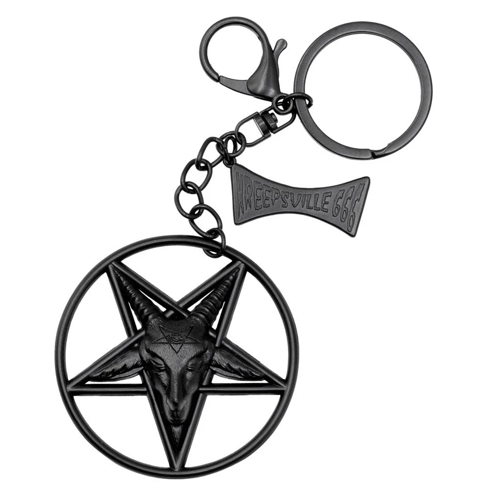 Baphomet Circle Charm Keychain 3 Baphomet Circle Charm Keychain