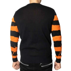 Pumpkin Distressed Striped Sweater -Kreepsville Clothing Store MKWPDS 3