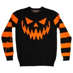 Pumpkin Distressed Striped Sweater -Kreepsville Clothing Store MKWPDS 4