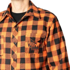 Pumpkin Face Orange Flannel Shirt -Kreepsville Clothing Store MSFPF 3