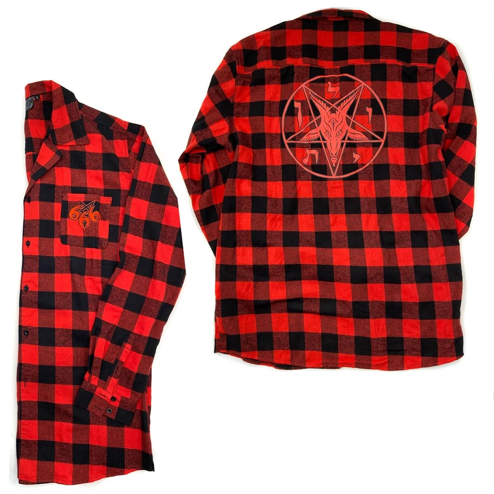 Kreepsville 666 Satanic Circle Red Flannel Shirt 5 Kreepsville 666 Satanic Circle Red Flannel Shirt - Image 3