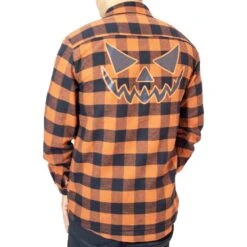 Trick Or Treat Pumpkin Orange Flannel Shirt