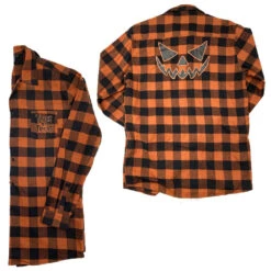 Trick Or Treat Pumpkin Orange Flannel Shirt -Kreepsville Clothing Store MSFTTP 3