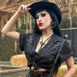 Bat Bone White Western Shirt 13 Bat Bone White Western Shirt -Kreepsville Clothing Store MSWBBW 6