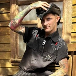 Black Widow Western Shirt 13 Black Widow Western Shirt -Kreepsville Clothing Store MSWBW 6