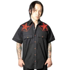 Kreepsville 666 Hellbilly Baphomet Western Shirt Red -Kreepsville Clothing Store MSWHBR 3