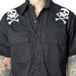 Harlock Skull X Bones Western Shirt 11 Harlock Skull X Bones Western Shirt -Kreepsville Clothing Store MSWHSXB 4