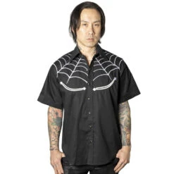 Spiderweb White Western Shirt 10 Spiderweb White Western Shirt -Kreepsville Clothing Store MSWWW 3