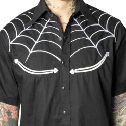 Spiderweb White Western Shirt 11 Spiderweb White Western Shirt -Kreepsville Clothing Store MSWWW 4