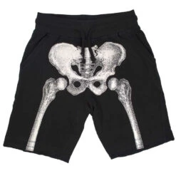 Skeleton Bone Mens White Shorts 7 Skeleton Bone Mens White Shorts -Kreepsville Clothing Store SHSBW 3